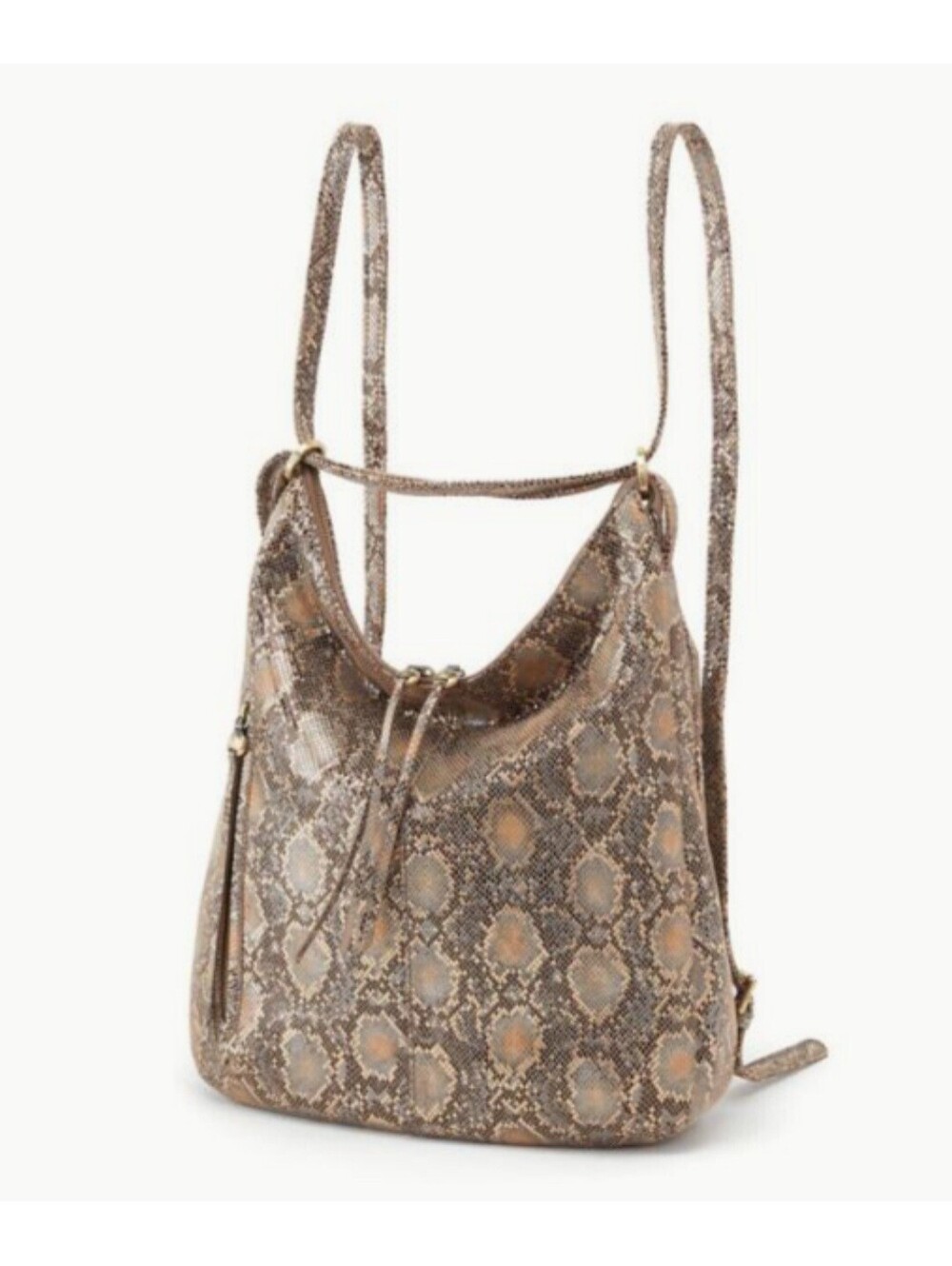 Hobo Merrin Convertible Backpack in Metal Snake and Granite python